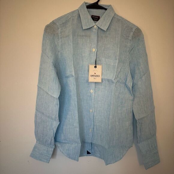 $65 Untuckit women’s blue striped brand new size 0 m7 - Picture 5 of 6